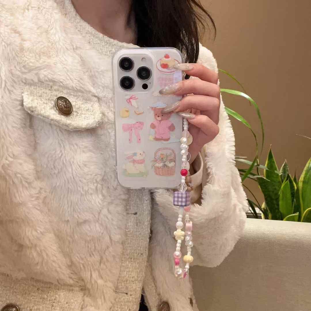 (Buy 1 Get 1 Free) Cute Cartoon Silicon Case For iPhone With Charm