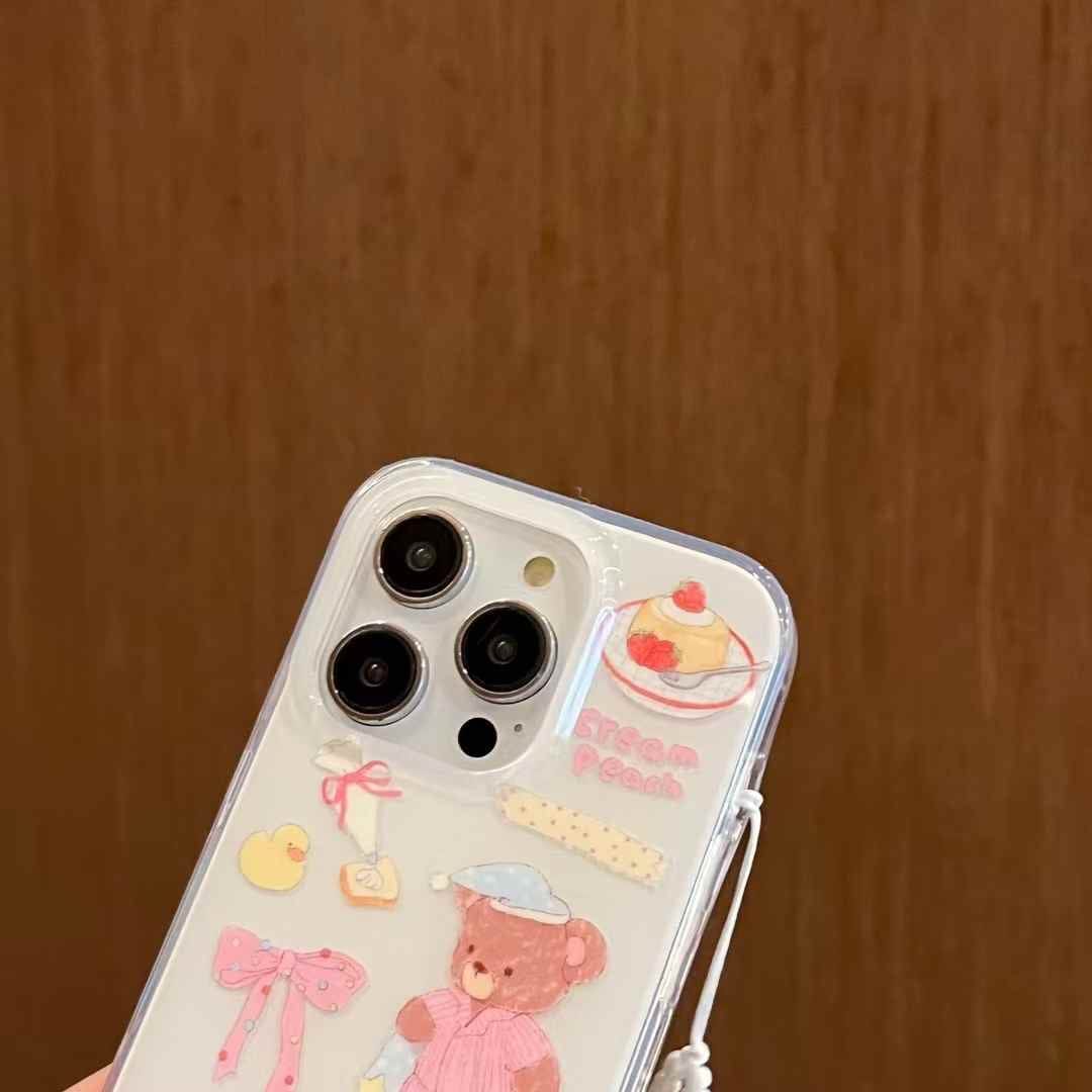 (Buy 1 Get 1 Free) Cute Cartoon Silicon Case For iPhone With Charm