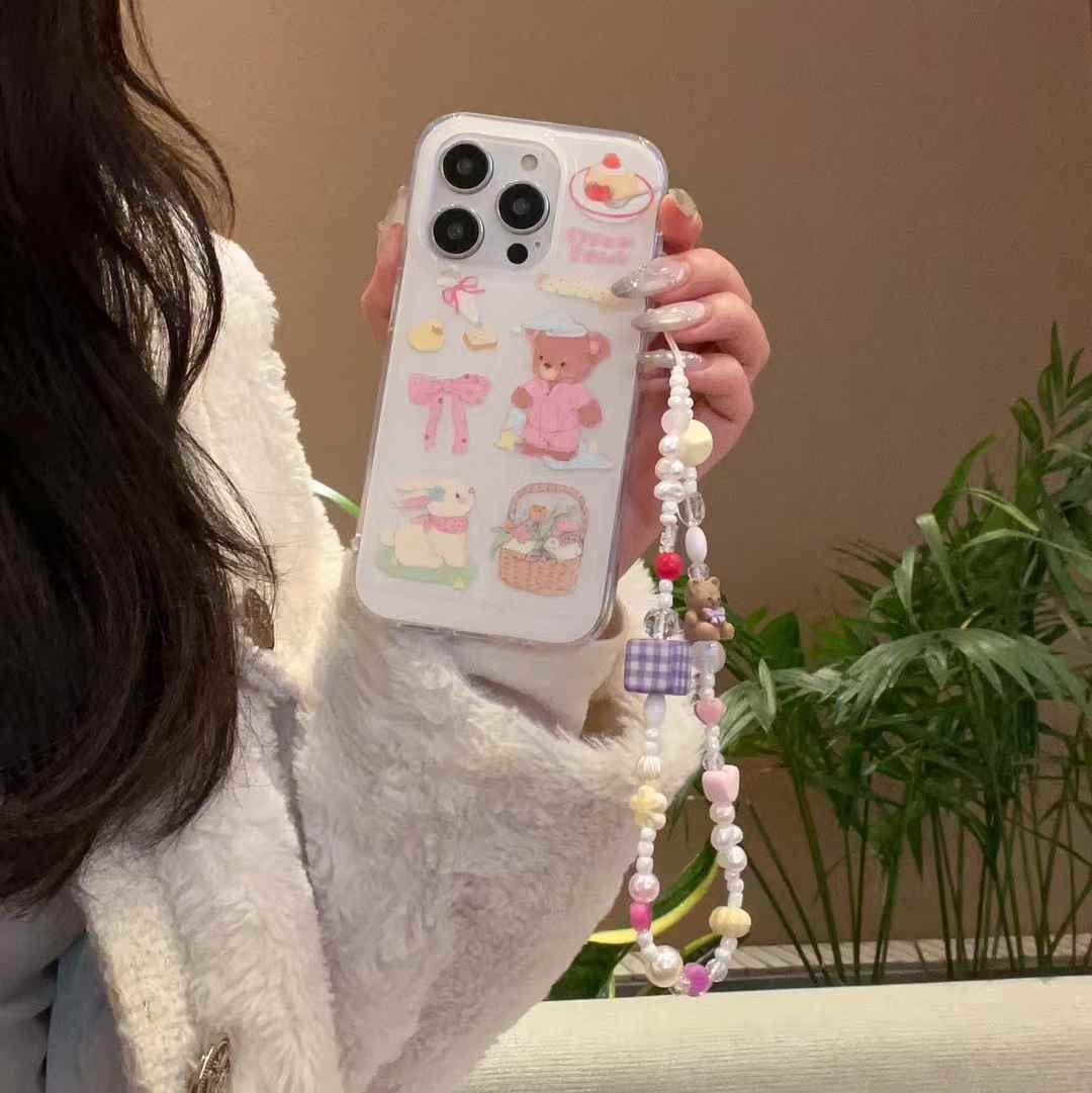 (Buy 1 Get 1 Free) Cute Cartoon Silicon Case For iPhone With Charm