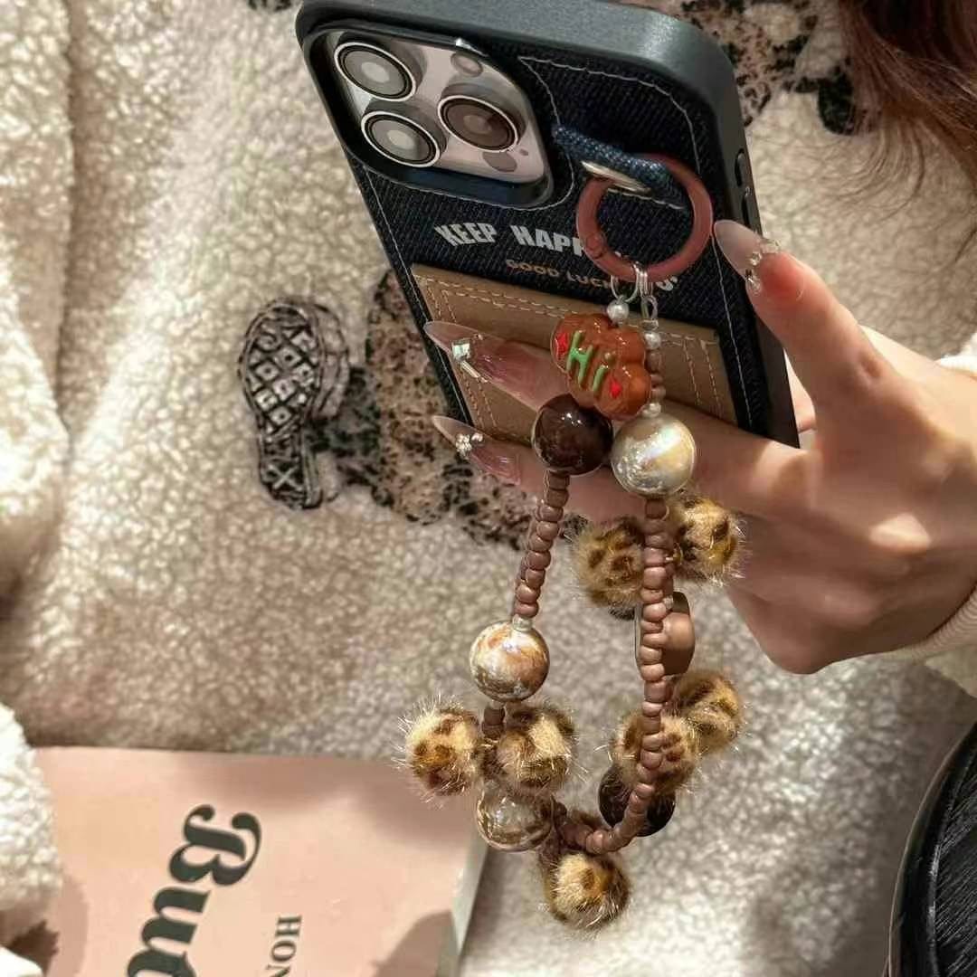 (Buy 1 Get 1 Free) Keep Happiness Card Holder Style iPhone Case With Hand Bracelet