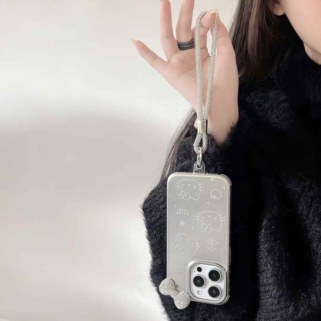 (Buy 1 Get 1 Free) Kitty With Bow Silicon Case For iPhone With Rope Holder