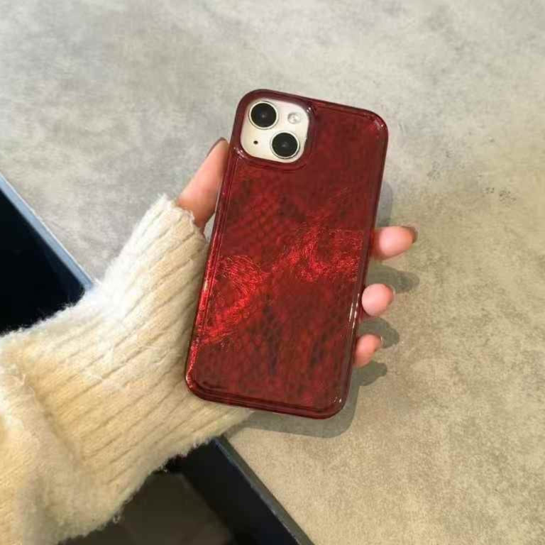 (Buy 1 Get 1 Free) Snake Skin Pattern Silicon Case For iPhone ( Wine Red )