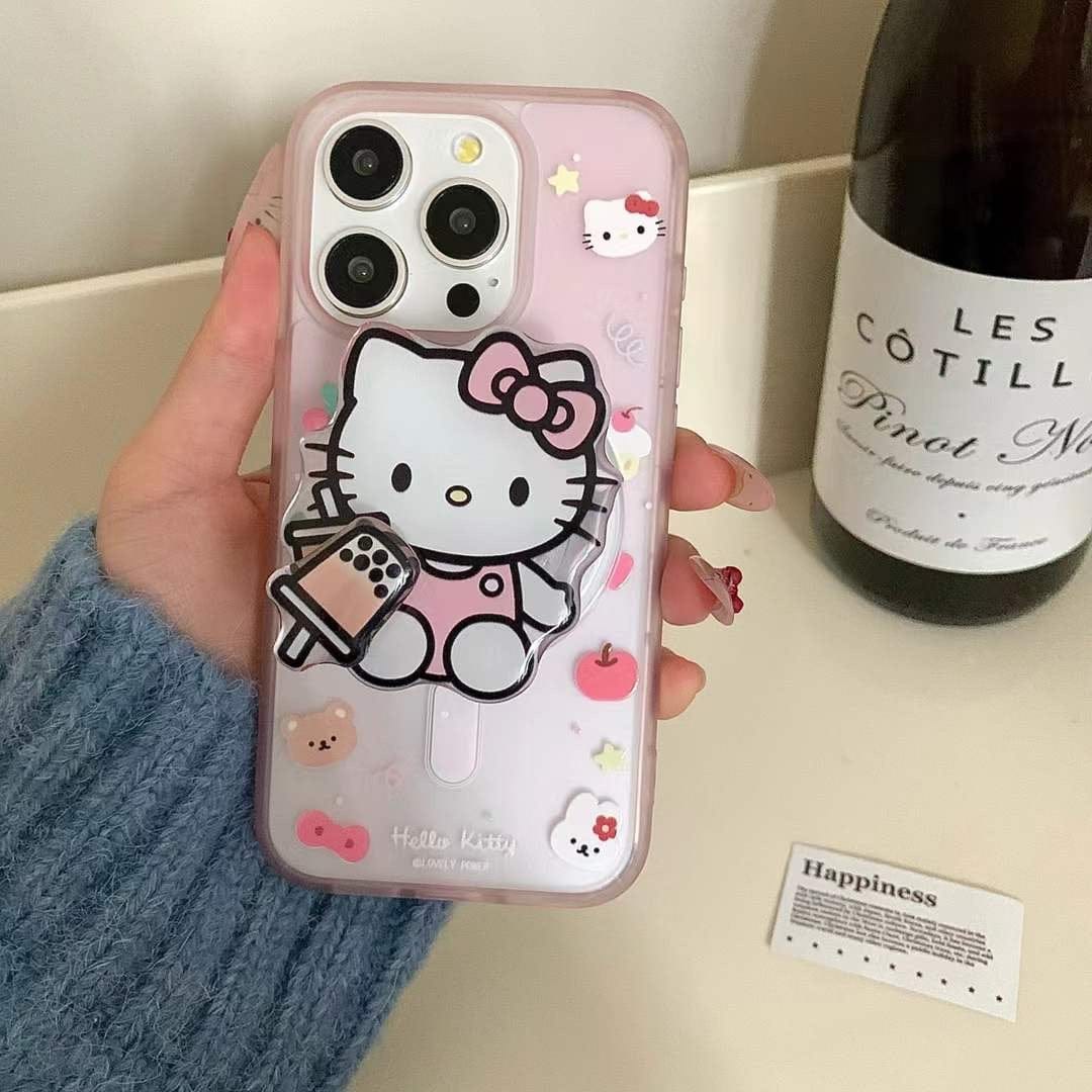 (Buy 1 Get 1 Free) Kitty Cartoon Ripple Case For iPhone With Magsafe Holder