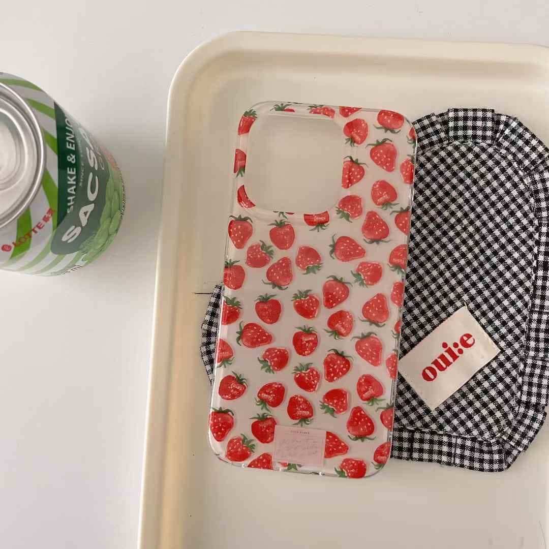 (Buy 1 Get 1 Free) Strawberry Pattern Silicon iPhone Case