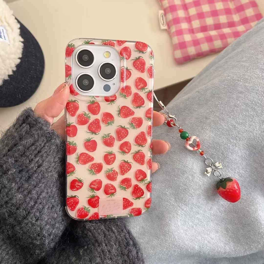 (Buy 1 Get 1 Free) Strawberry Pattern Silicon iPhone Case