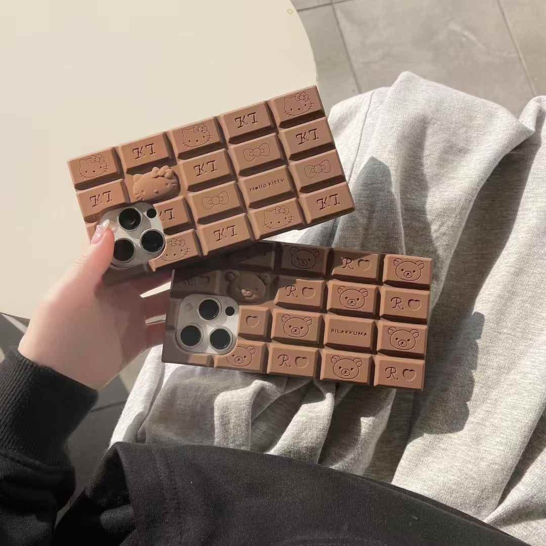 (Buy 1 Get 1 Free) Kitty And Bear Chocolate Silicon Case For iPhone