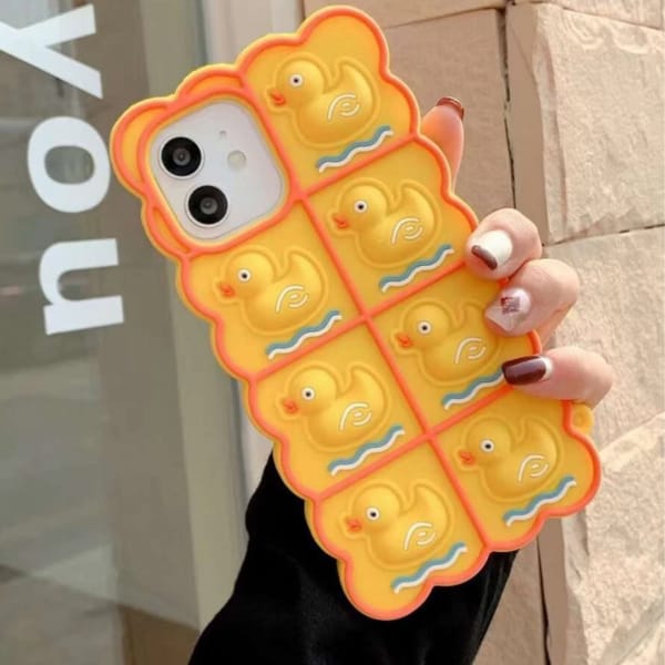 (Buy 1 Get 1 Free) Cartoon Duck Decor Push Pop Bubble Fidget Cover Iphone