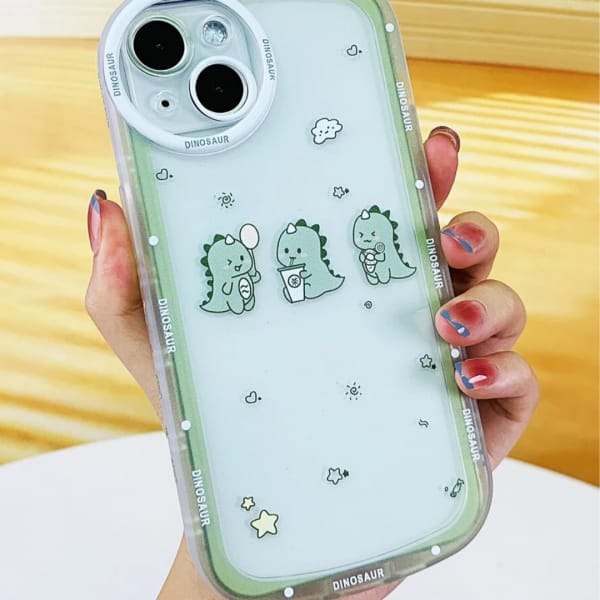 (Buy 1 Get 1 Free) Cartoon Dinosaur 2 Pattern Clear Cover IPhone