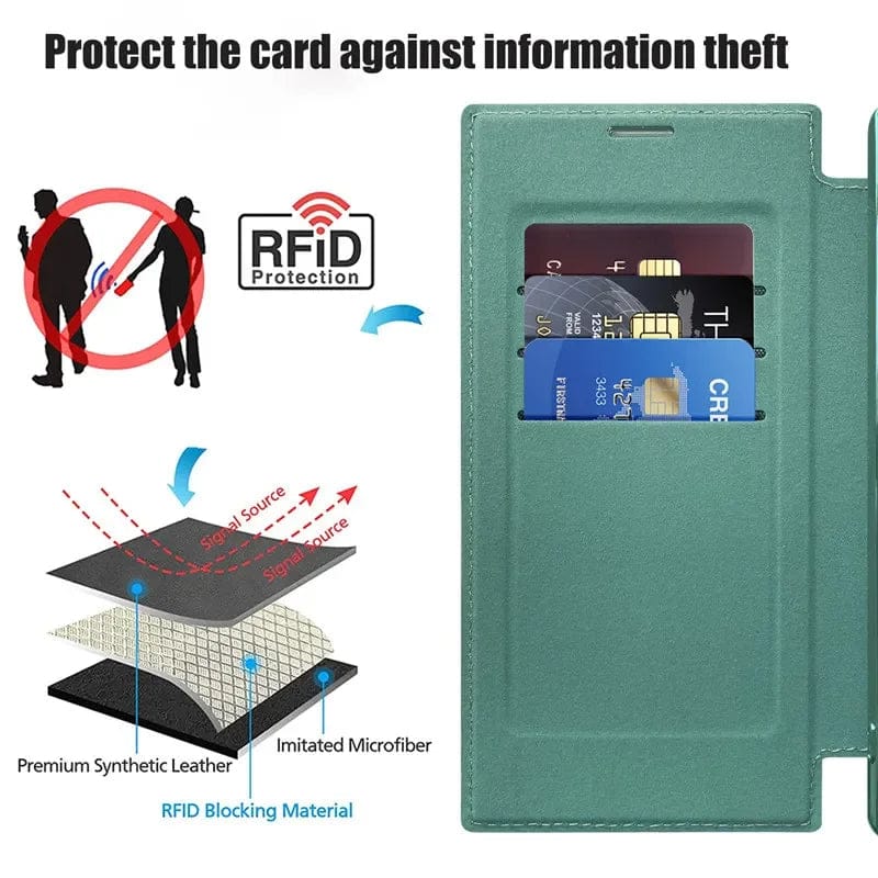 (Buy 1 Get 1 Free) Magnetic Magsafe Genuine Leather Flip Case - Samsung