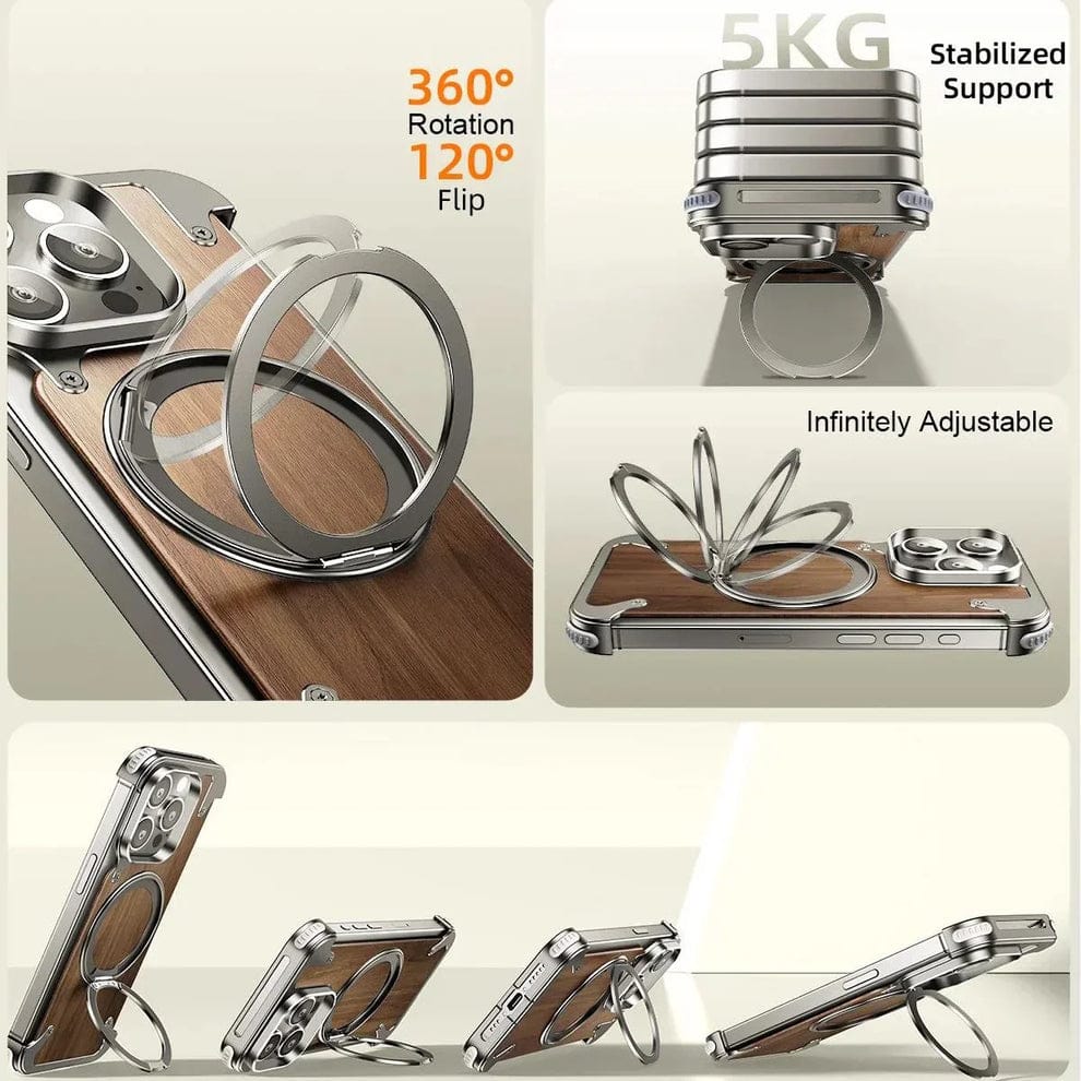 (Buy 1 Get 1 Free) Luxury Wooden Metal iPhone Case