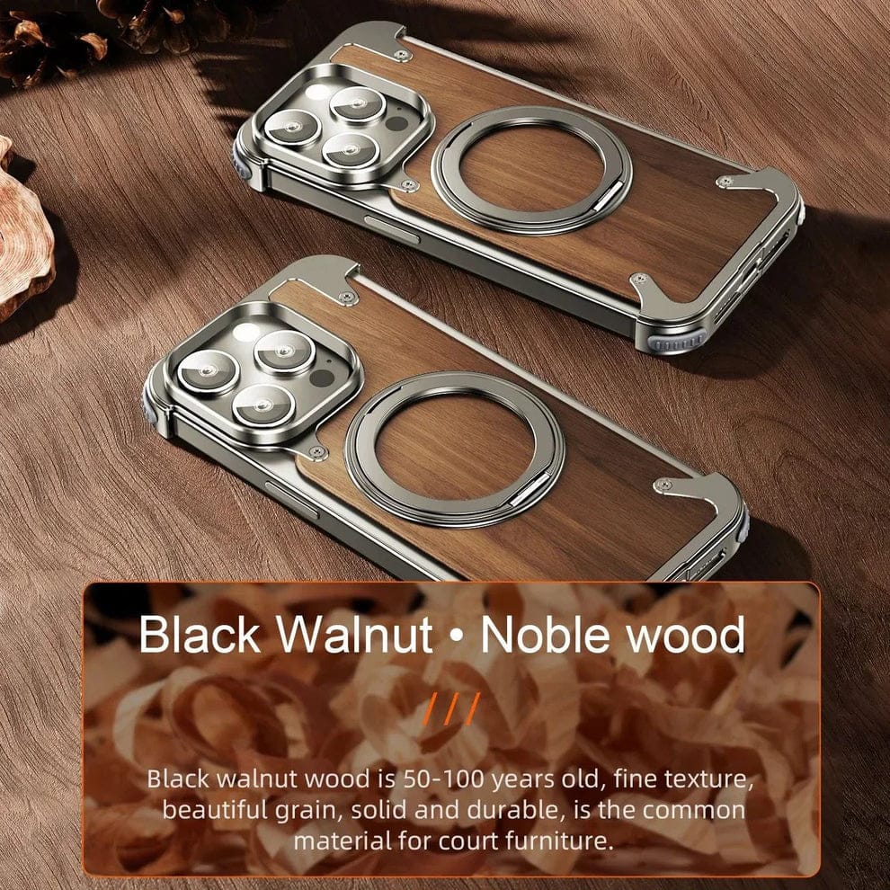 (Buy 1 Get 1 Free) Luxury Wooden Metal iPhone Case