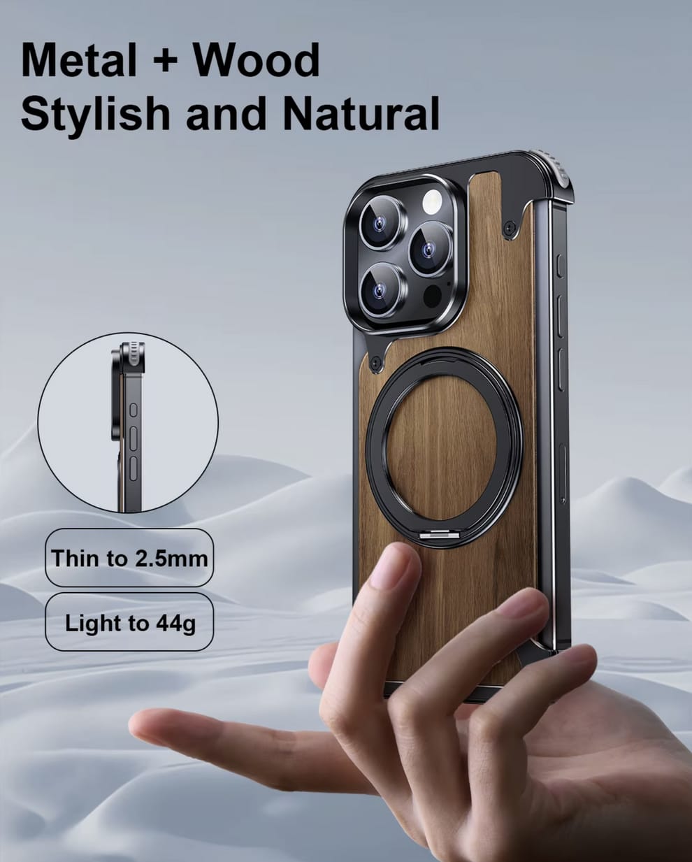 (Buy 1 Get 1 Free) Luxury Wooden Metal iPhone Case