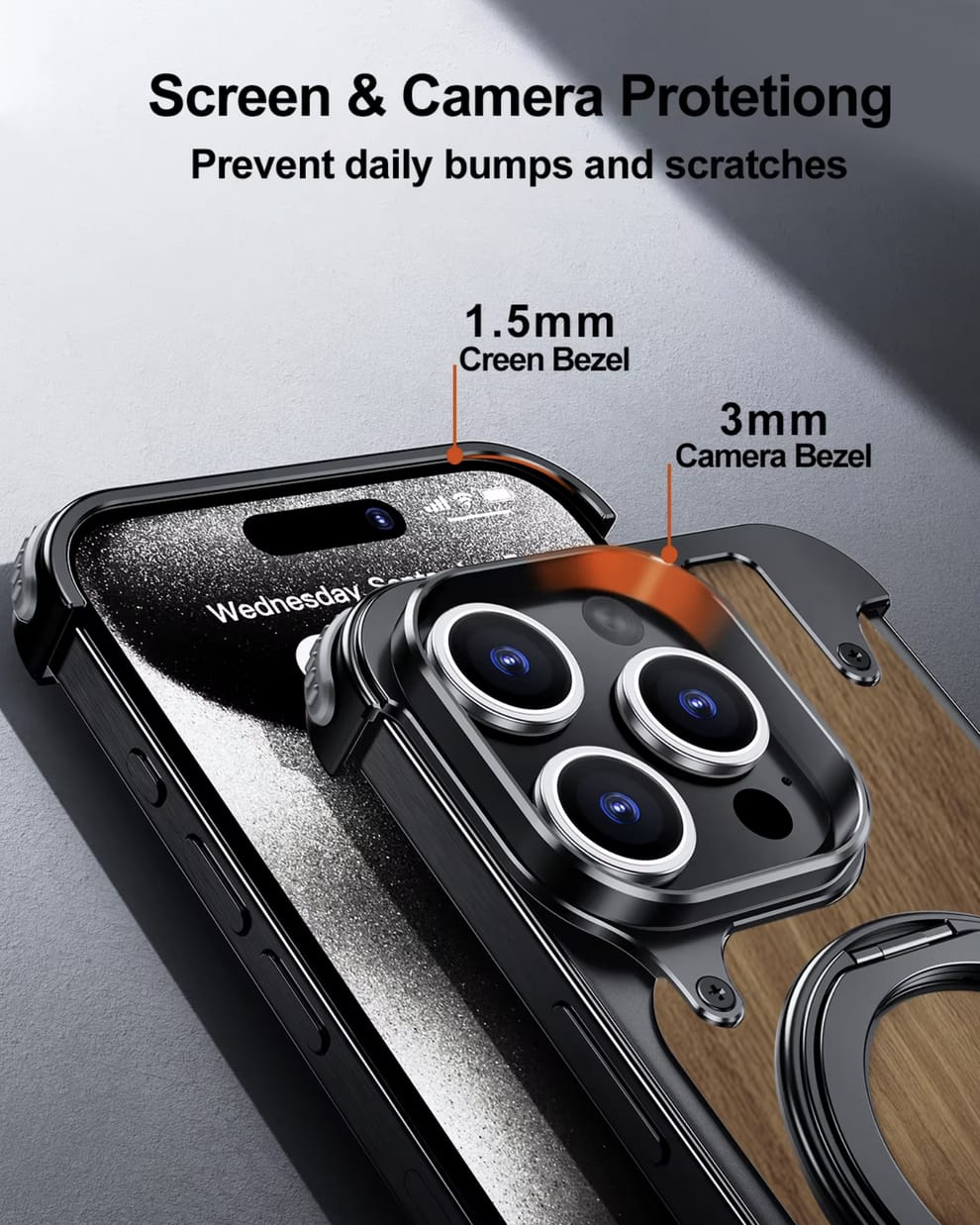 (Buy 1 Get 1 Free) Luxury Wooden Metal iPhone Case