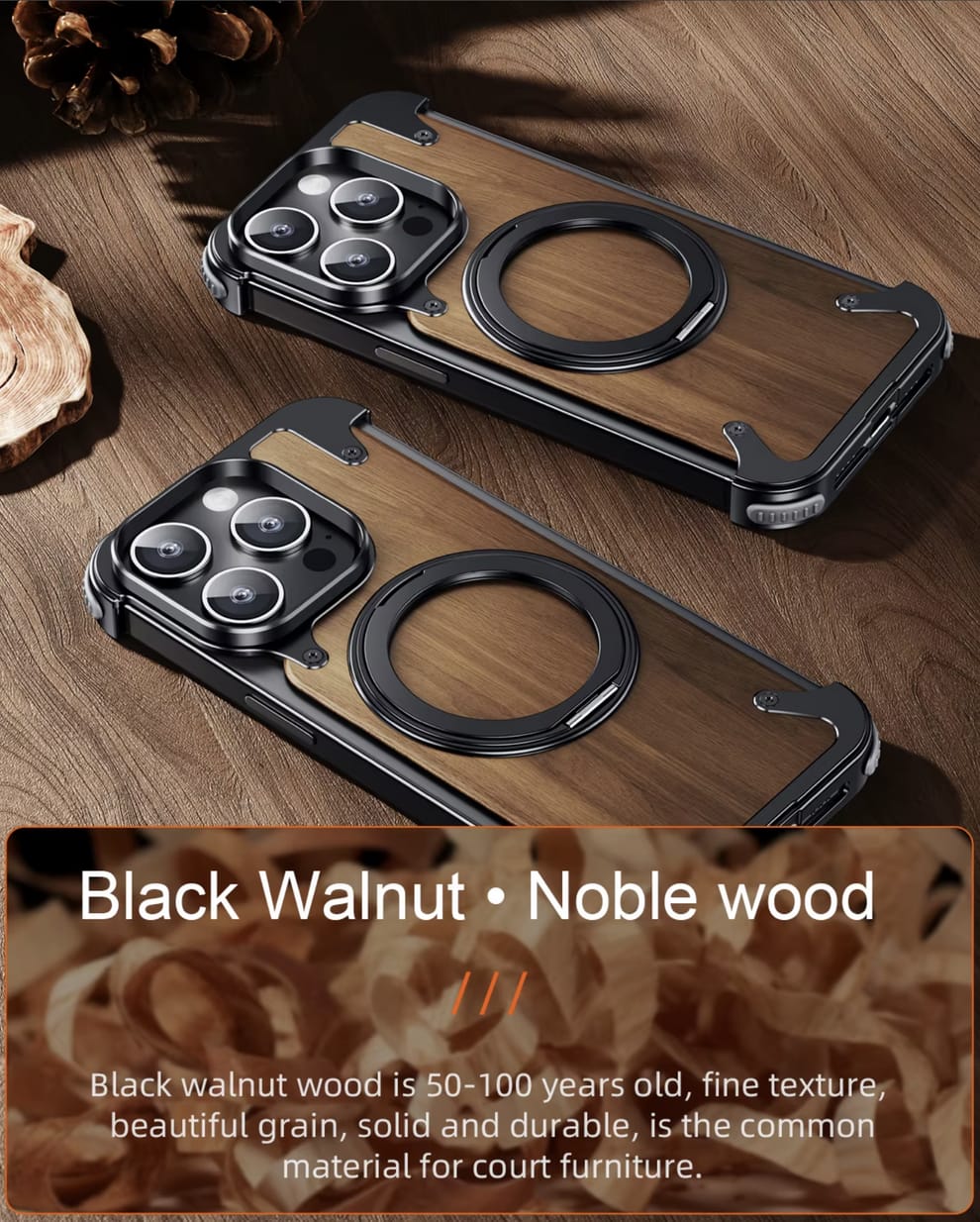 (Buy 1 Get 1 Free) Luxury Wooden Metal iPhone Case