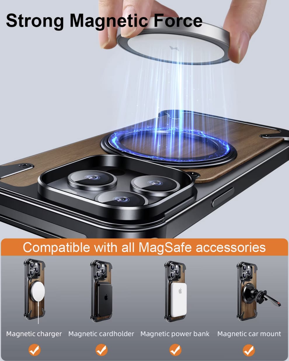 (Buy 1 Get 1 Free) Luxury Wooden Metal iPhone Case