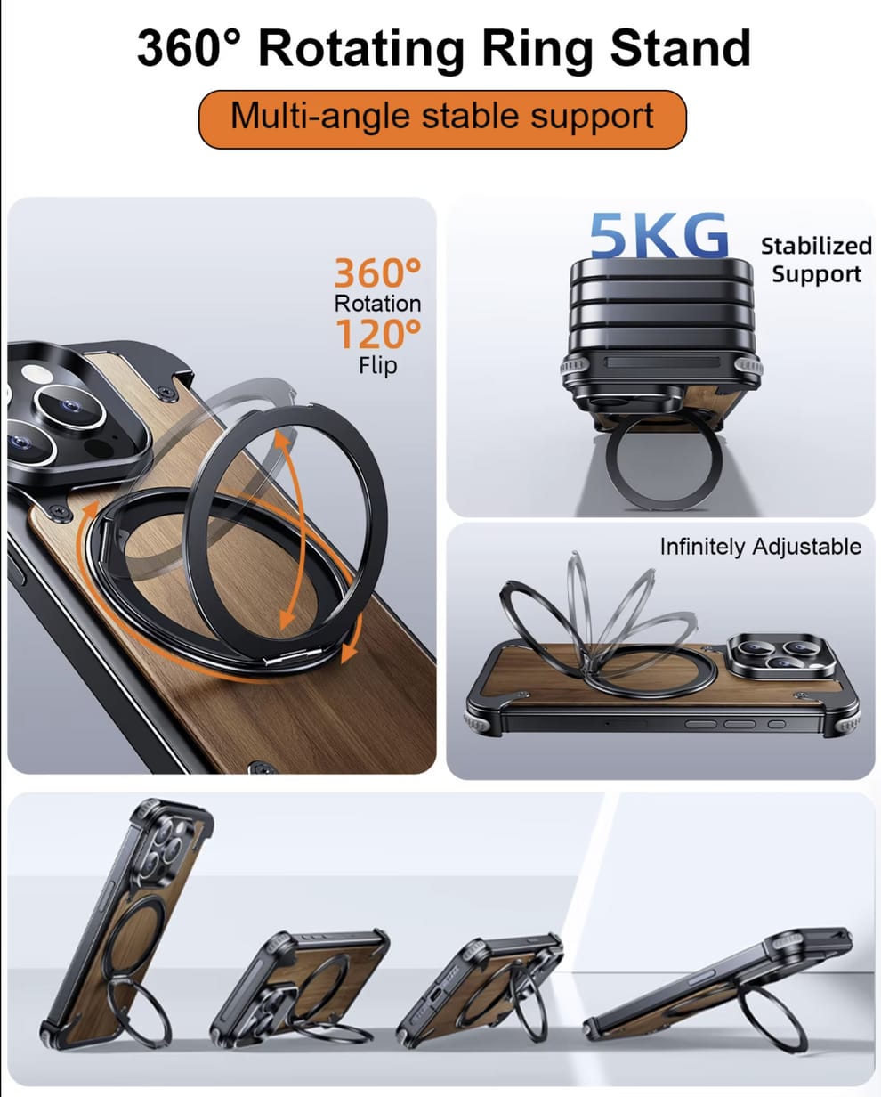 (Buy 1 Get 1 Free) Luxury Wooden Metal iPhone Case