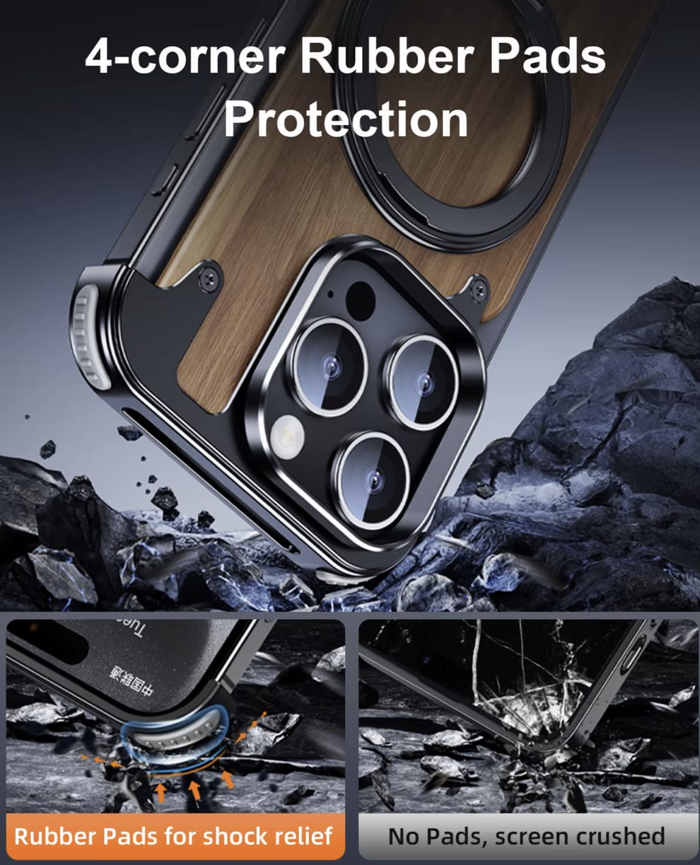 (Buy 1 Get 1 Free) Luxury Wooden Metal iPhone Case