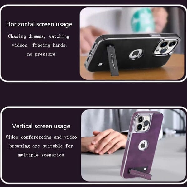 (Buy 1 Get 1 Free) Exclusive Leather Bracket Holder iPhone Case