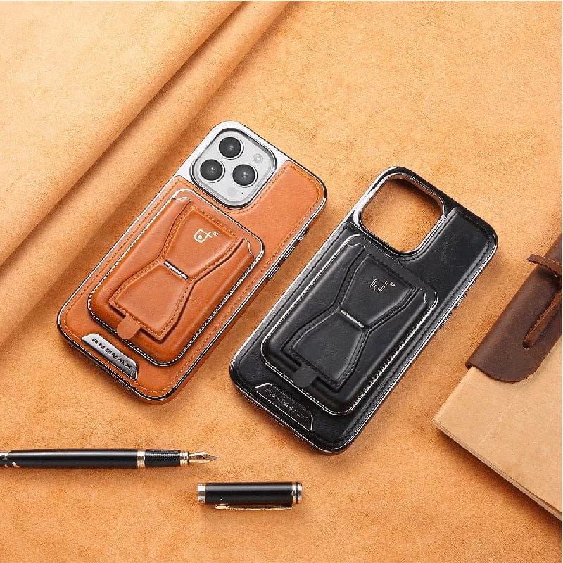 (Buy 1 Get 1 Free) Premium Leather Case with Card Holder & Magnet For iPhone