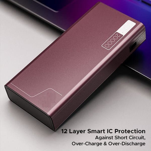 Powerbank with 20000mAh battery capacity with Smart IC protection