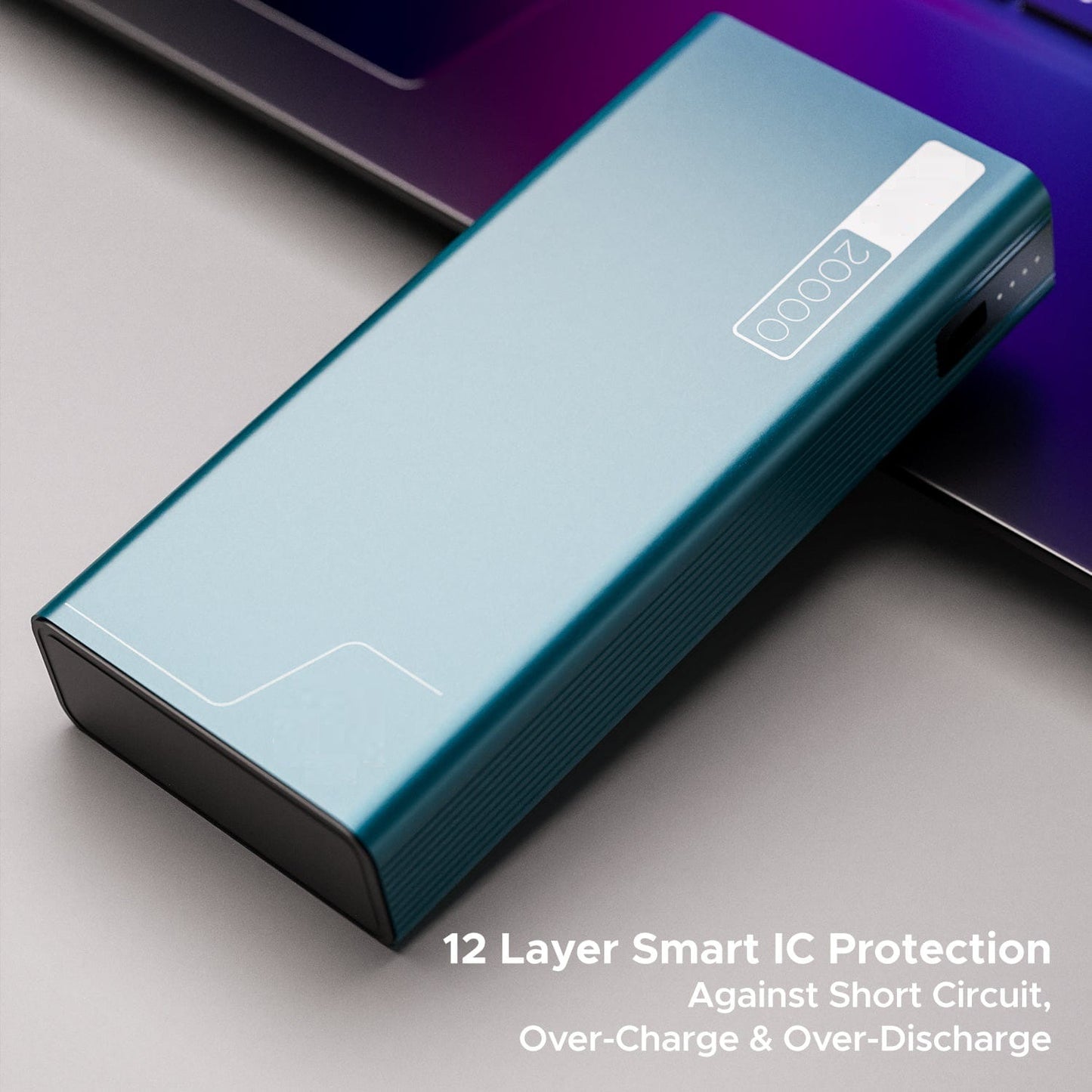 Powerbank with 20000mAh battery capacity with Smart IC protection