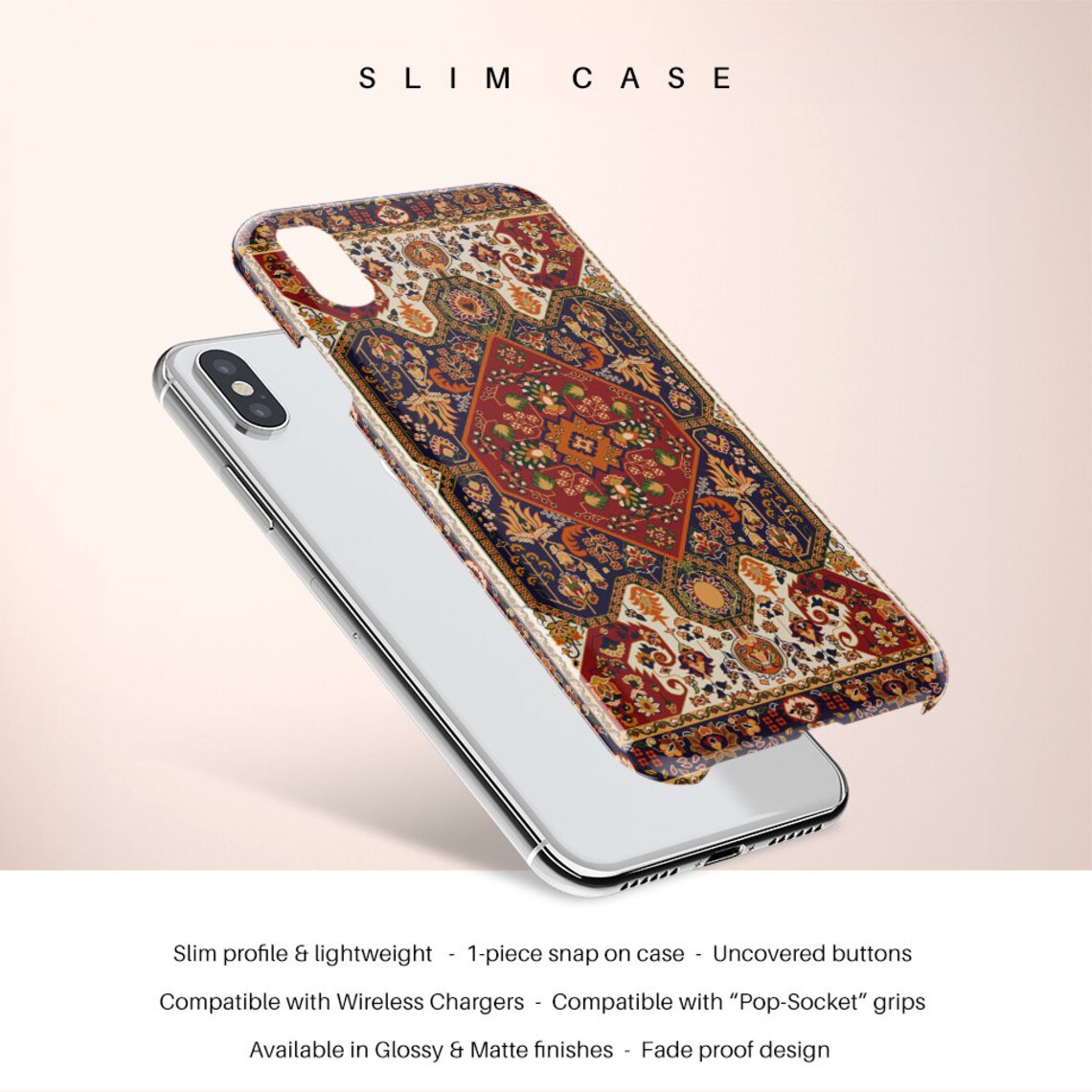 (Buy 1 Get 1 Free) Persian Carpet, Mediterranean Style Oriental Rug iPhone