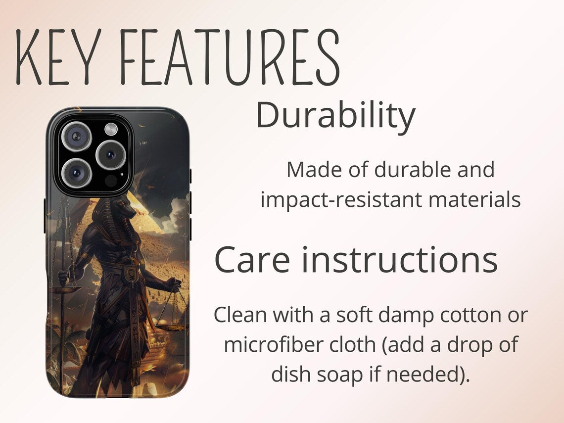 (Buy 1 Get 1 Free) Egyptian God Anubis Guardian Phone Case | Desert Pyramid Design for iPhone