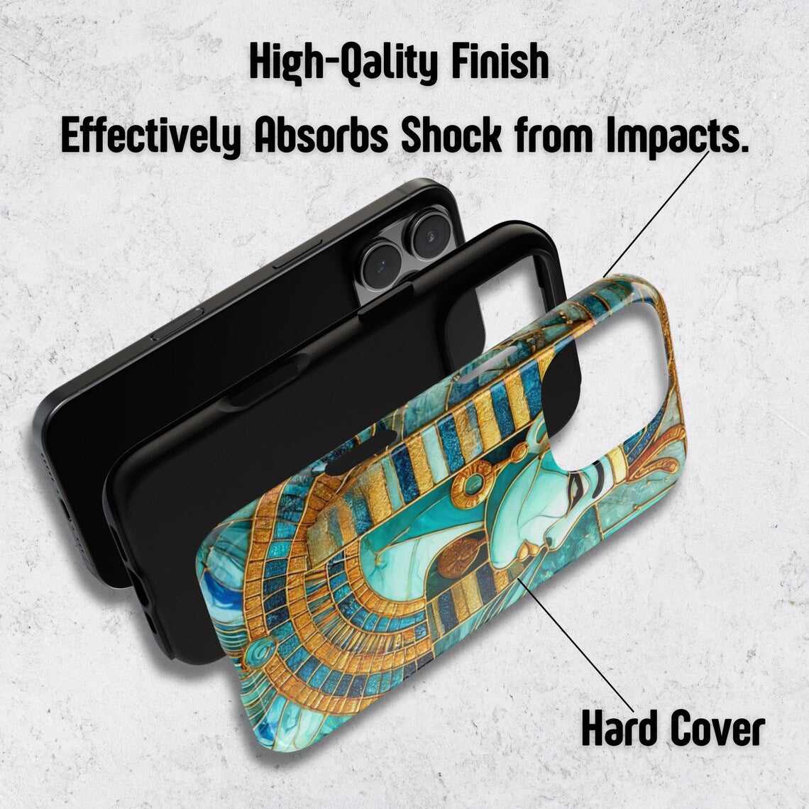 (Buy 1 Get 1 Free) Egyptian Pharaoh Phone Case, Egypt Phone Cases, Gem Stone Phone Case for iPhone