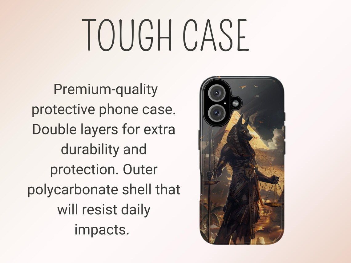 (Buy 1 Get 1 Free) Egyptian God Anubis Guardian Phone Case | Desert Pyramid Design for iPhone