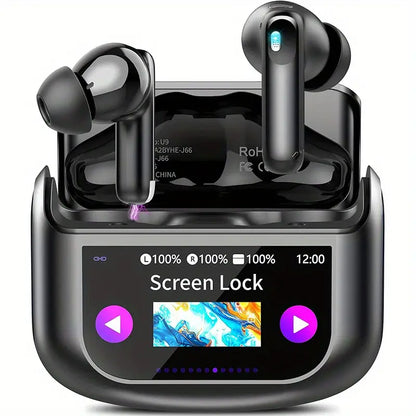 Wireless 5.4 Smart Headphones, Versatile Touchscreen Earbuds with 5 EQ Modes, 48H In-Ear Bass Stereo with ANC