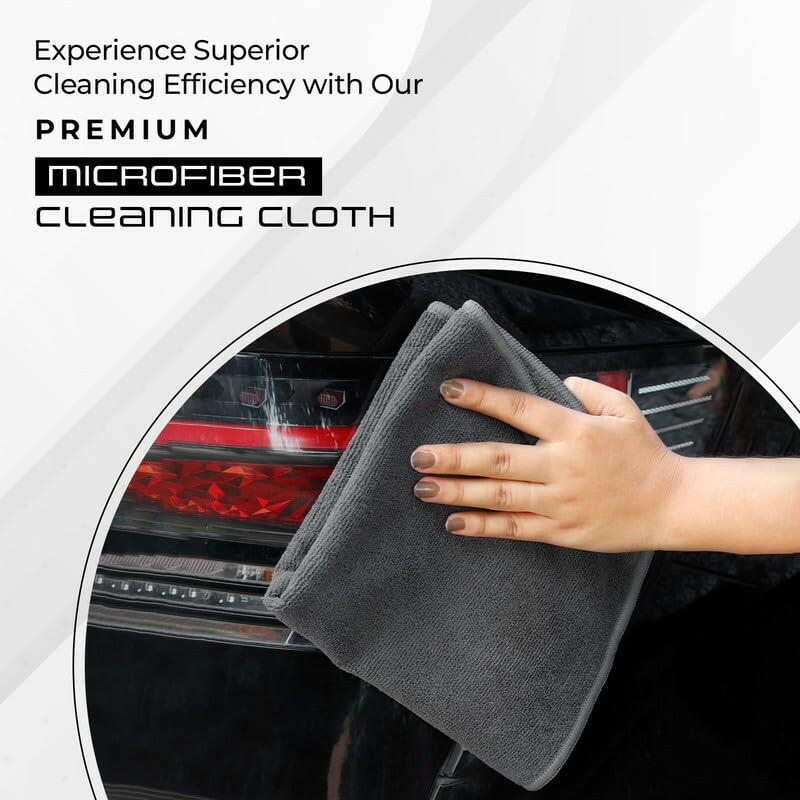 SOFTSPIN Microfiber Cloth - 4 pcs - 40x40 cms - 350 GSM Grey! Thick Lint & Streak-Free Multipurpose Cloths - Automotive Microfibre Towels for Car Bike Cleaning Polishing Washing & Detailing