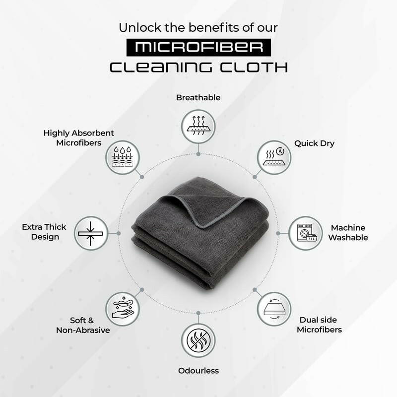 SOFTSPIN Microfiber Cloth - 4 pcs - 40x40 cms - 350 GSM Grey! Thick Lint & Streak-Free Multipurpose Cloths - Automotive Microfibre Towels for Car Bike Cleaning Polishing Washing & Detailing