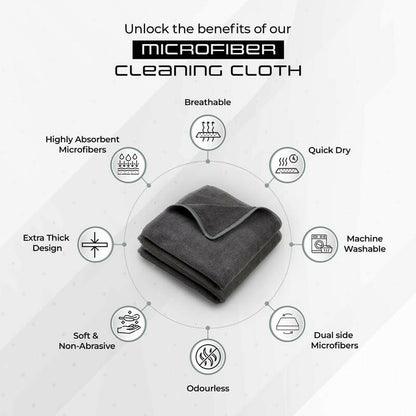 SOFTSPIN Microfiber Cloth - 4 pcs - 40x40 cms - 350 GSM Grey! Thick Lint & Streak-Free Multipurpose Cloths - Automotive Microfibre Towels for Car Bike Cleaning Polishing Washing & Detailing