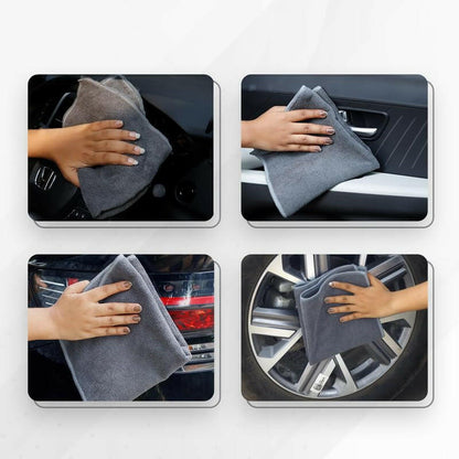 SOFTSPIN Microfiber Cloth - 4 pcs - 40x40 cms - 350 GSM Grey! Thick Lint & Streak-Free Multipurpose Cloths - Automotive Microfibre Towels for Car Bike Cleaning Polishing Washing & Detailing