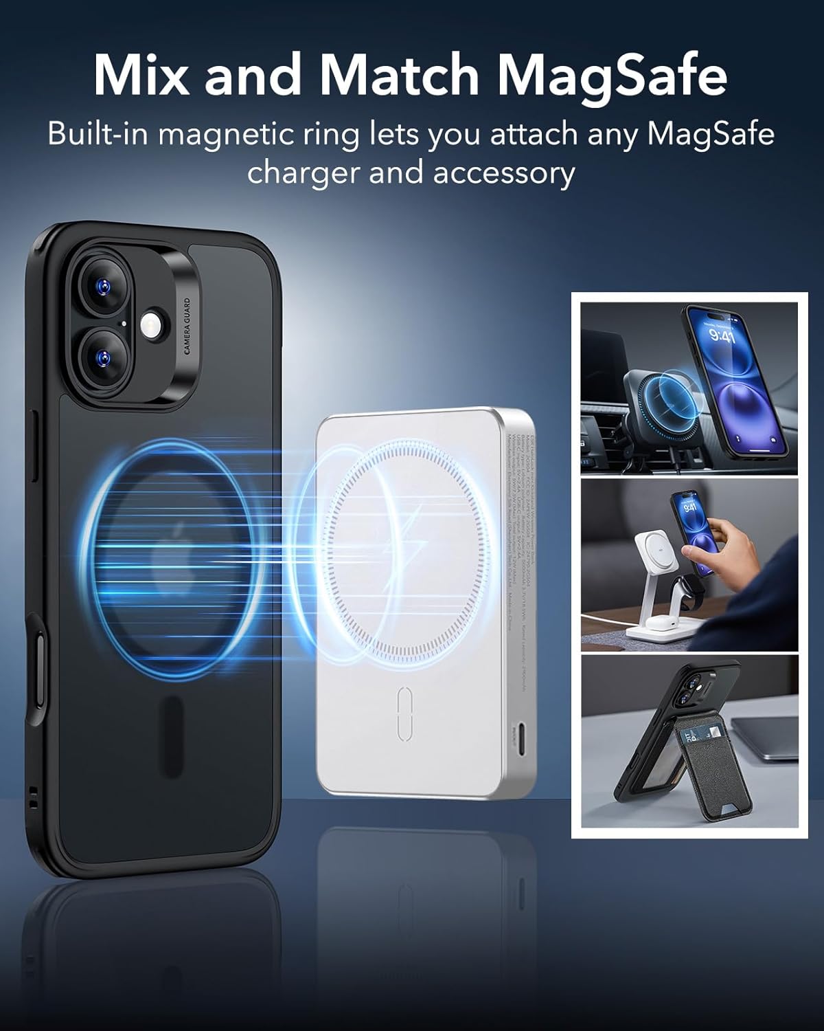 (Buy 1 Get 1 Free) iPhone 16 Back Case Cover with MagSafe (Black)