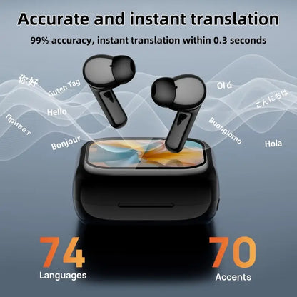 AI Smart Instant Language Translation Earbuds with LED Touch Display, Support 144 Languages
