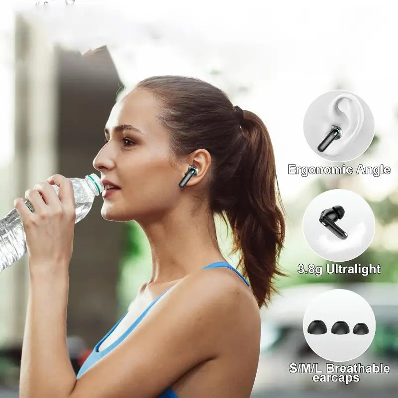 Wireless 5.4 Smart Headphones, Versatile Touchscreen Earbuds with 5 EQ Modes, 48H In-Ear Bass Stereo with ANC