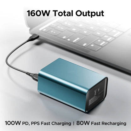Power bank with 27000mAh Capacity, 160W Total Output, 12-Layer Smart IC Protection