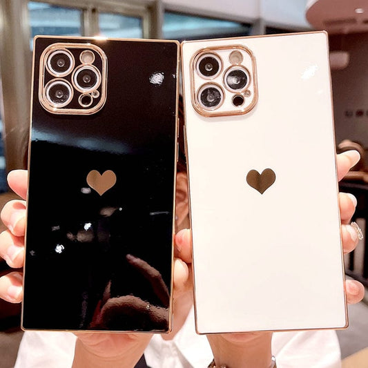 (Buy 1 Get 1 Free) Glossy Square Love Phone Case