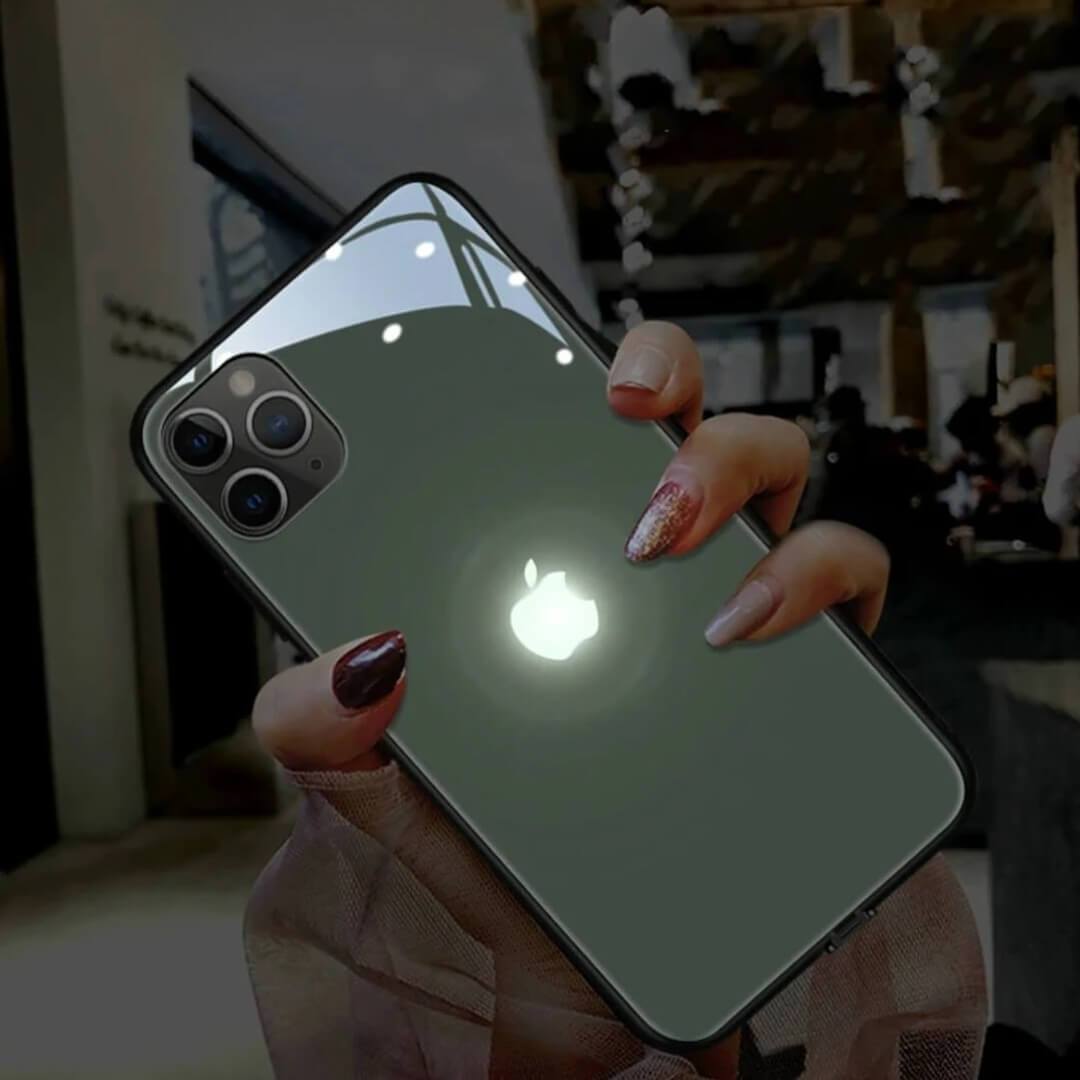 (Buy 1 Get 1 Free) LED Logo Glass Back Case - iPhone