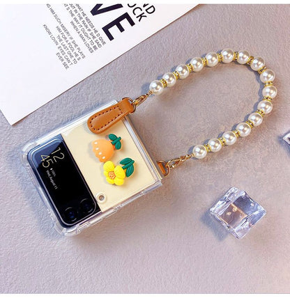 (Buy 1 Get 1 Free) Flower Pearl Chain Transparent Samsung Cover
