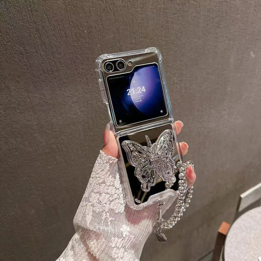 (Buy 1 Get 1 Free) Silver 3D Butterfly Flip Case