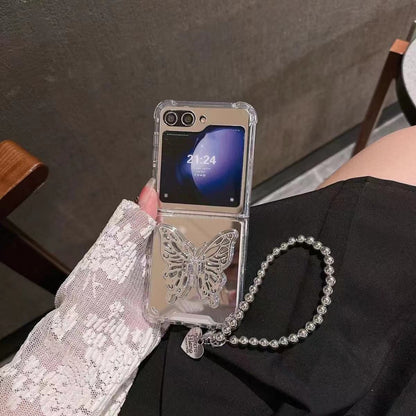 (Buy 1 Get 1 Free) Silver 3D Butterfly Flip Case