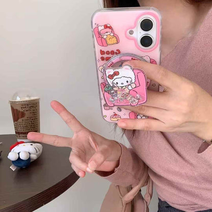 (Buy 1 Get 1 Free) Kitty Sitting On Chair Silicon iPhone Case With Magsafe Holder