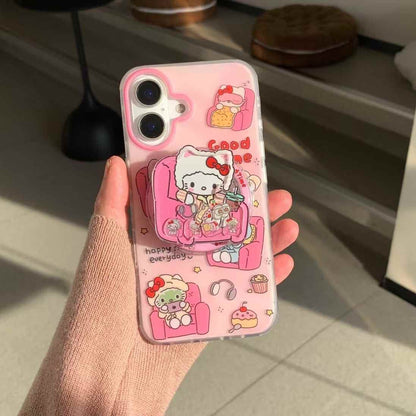 (Buy 1 Get 1 Free) Kitty Sitting On Chair Silicon iPhone Case With Magsafe Holder