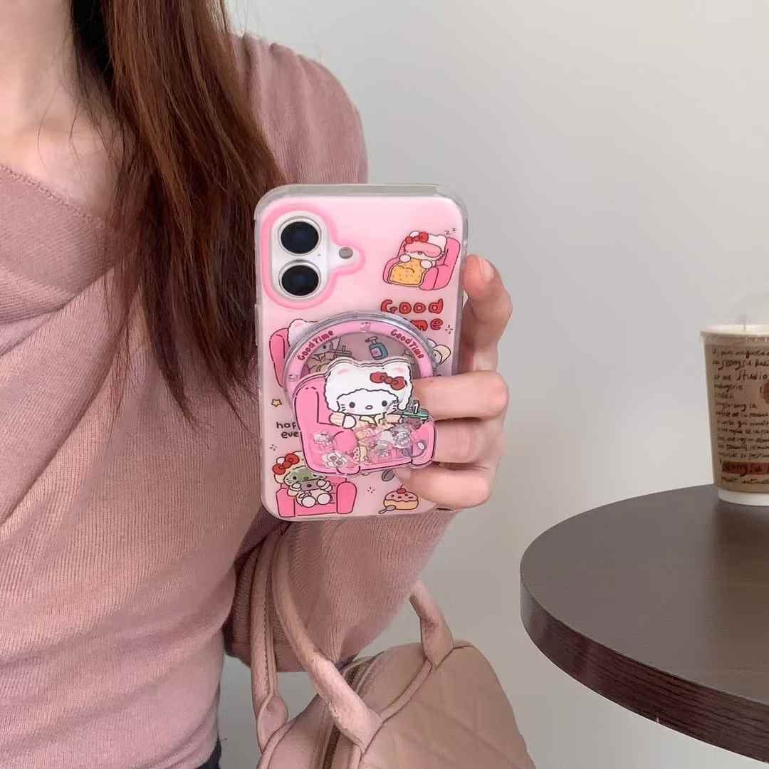 (Buy 1 Get 1 Free) Kitty Sitting On Chair Silicon iPhone Case With Magsafe Holder