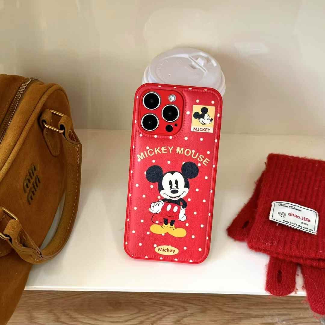 (Buy 1 Get 1 Free) Leather Embroidery Cartoon Camera Protection Case For iPhone With Holder