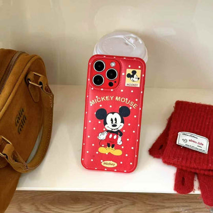 (Buy 1 Get 1 Free) Leather Embroidery Cartoon Camera Protection Case For iPhone With Holder