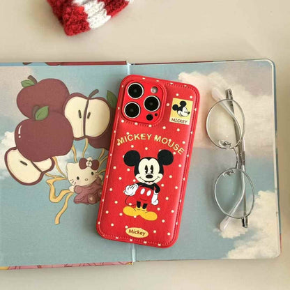 (Buy 1 Get 1 Free) Leather Embroidery Cartoon Camera Protection Case For iPhone With Holder