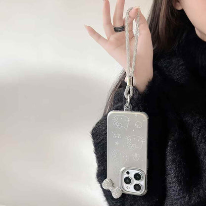 (Buy 1 Get 1 Free) Kitty With Bow Silicon Case For iPhone With Rope Holder